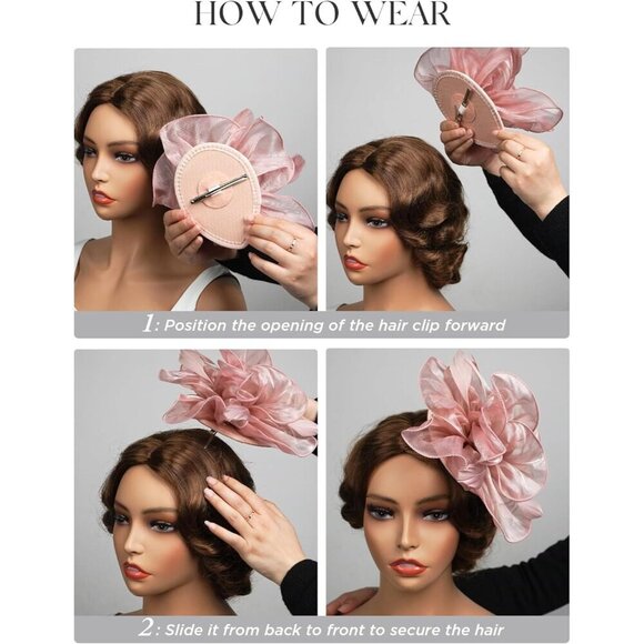Feather Fascinator Hat and Gloves Set Women Tea Derby Wedding Accessories main image 7